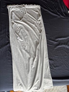 Maternity Women's Grey Drawstring Maxi Skirt